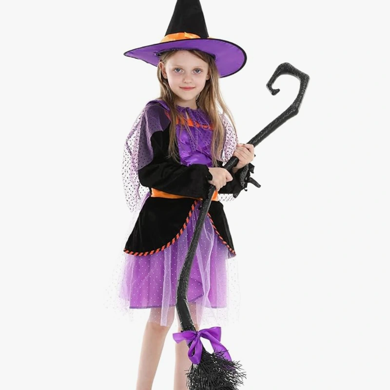 Servizio fotografico di Halloween Abito da strega viola scintillante per bambini