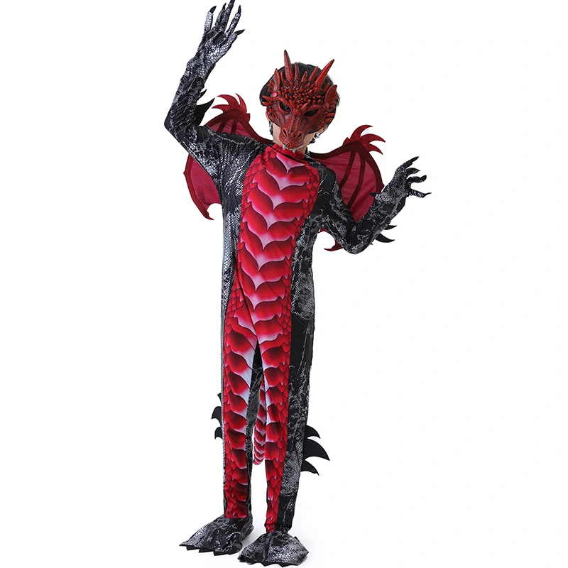 Costume da gioco di ruolo da drago per bambini con chiusure regolabili