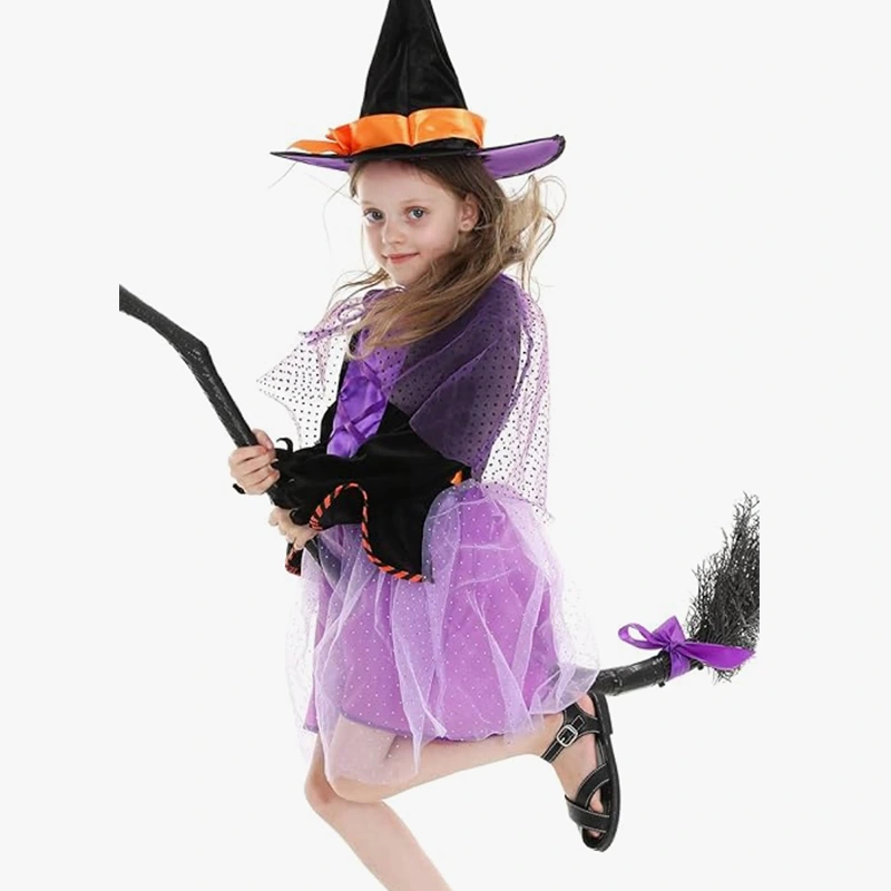 Costume da strega per la festa di Halloween della scuola con cappello a punta